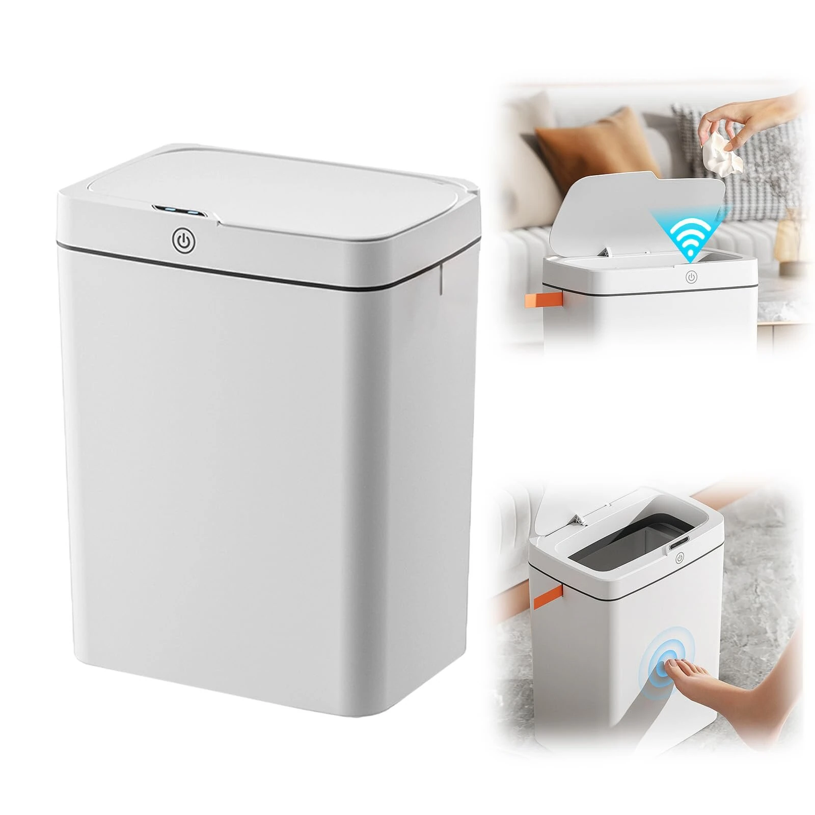 (image for) 15L Automatic Trash Can with Smart Sensor Easy Fast Packing Non-contact Trash Can with Lid Waterproof Sensor Trash Can for Kitchen Bathroom Office