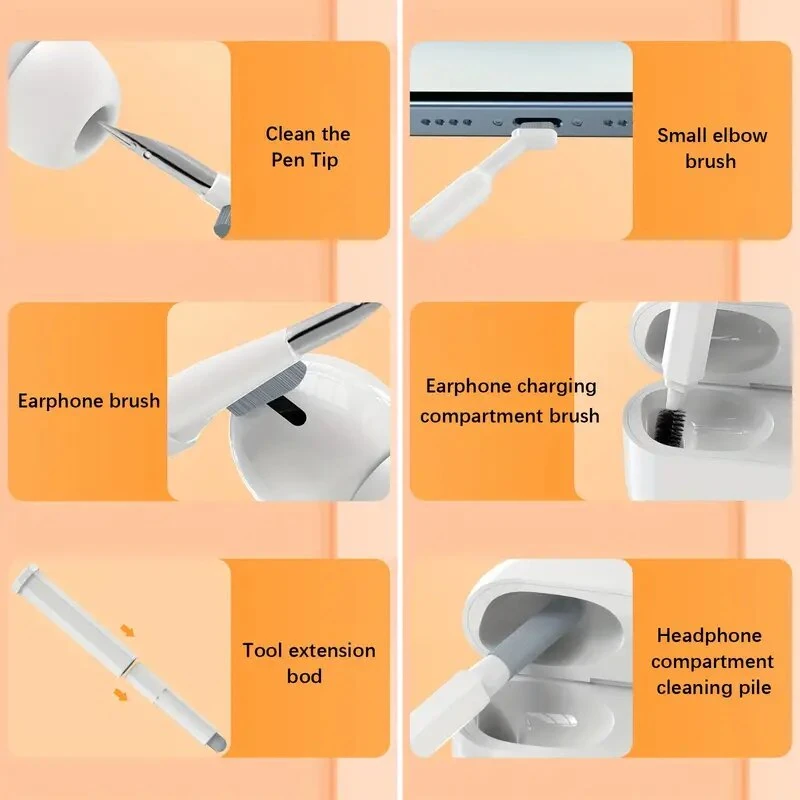 (image for) 20-in-1 Phone Computer Keyboard Cleaning Tool Kit Computer Keyboard Cleaning Brush Kit Cleaning Pen for Tablet Camera Phones Headphones Cleaning Tools Key Puller