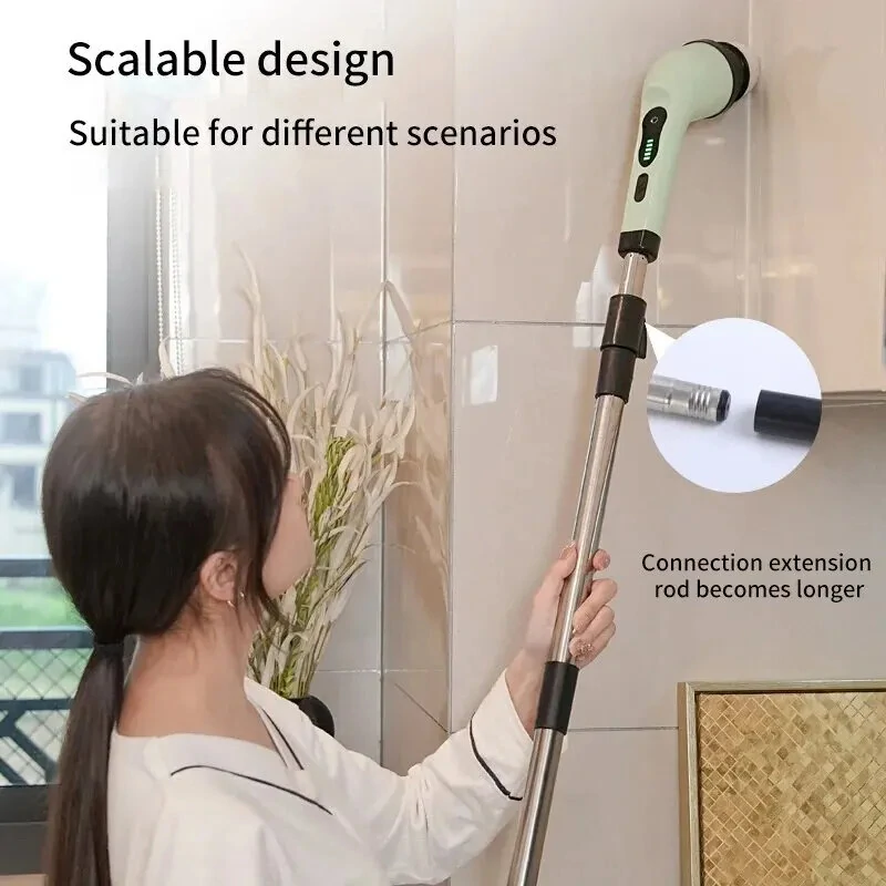 (image for) 2000mAh Multifunctional Cordless Electric Cleaning Brush with 9 Brush Heads Electric Cleaning Brush Bathroom Window Kitchen Automotive Household Rotating Cleaning Machine