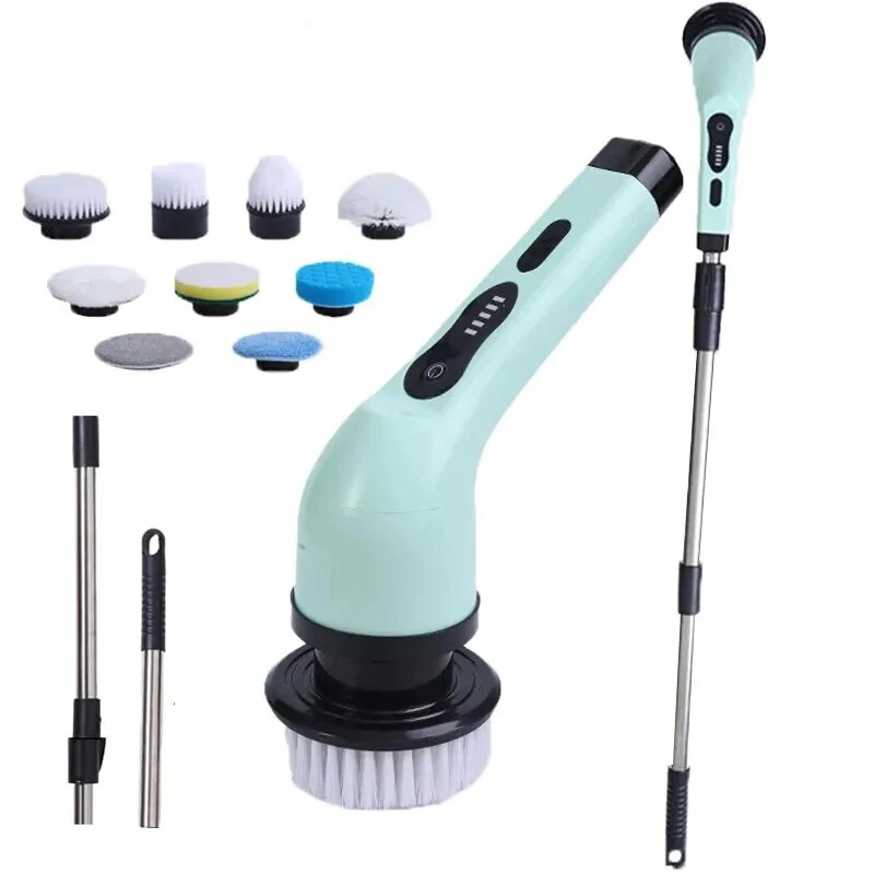 (image for) 2000mAh Multifunctional Cordless Electric Cleaning Brush with 9 Brush Heads Electric Cleaning Brush Bathroom Window Kitchen Automotive Household Rotating Cleaning Machine