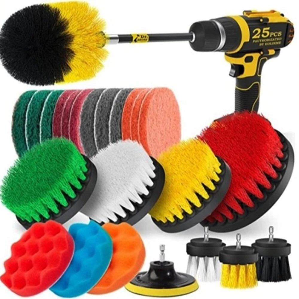 25PC/SET Electric Drill Brushes Brush Attachable for Cleaning Pool Tile Flooring Brick Ceramic Marble Grout Bathroom Car (image for) 25PC/SET Electric Drill Brushes Brush Attachable for Cleaning Pool Tile Flooring Brick Ceramic Marble Grout Bathroom Car