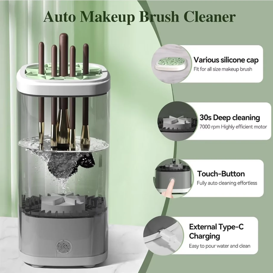 (image for) Automatic Electric Makeup Brush Cleaner Machine Automatic Makeup Brush Washer & Holder Quick Efficient for Deep Cleaning