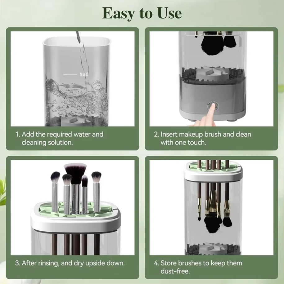 (image for) Automatic Electric Makeup Brush Cleaner Machine Automatic Makeup Brush Washer & Holder Quick Efficient for Deep Cleaning