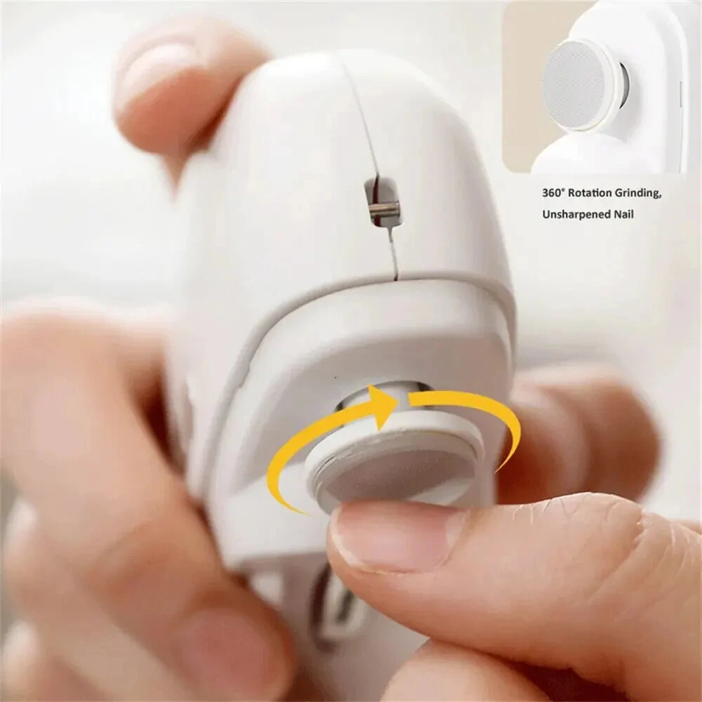 (image for) Electric Nail Clipper 2 in 1 Nail Trimmer and Polisher with Dual Motors Type-C Charging Interface 500mAh Battery Capacity Two Speed Gears Portable Safety Light for Home Use and Travel