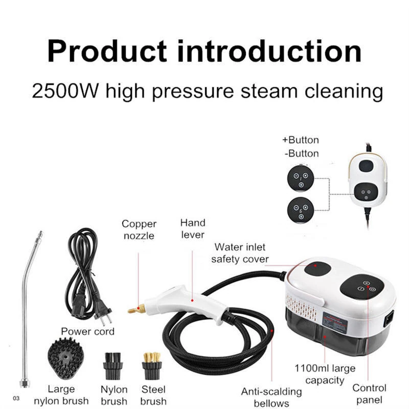 (image for) Multi-Function Digital High-Temperature Steam Cleaner Touch Screen Portable Multi-Purpose Deep Cleaning Steam Cleaner for Home Kitchen Car