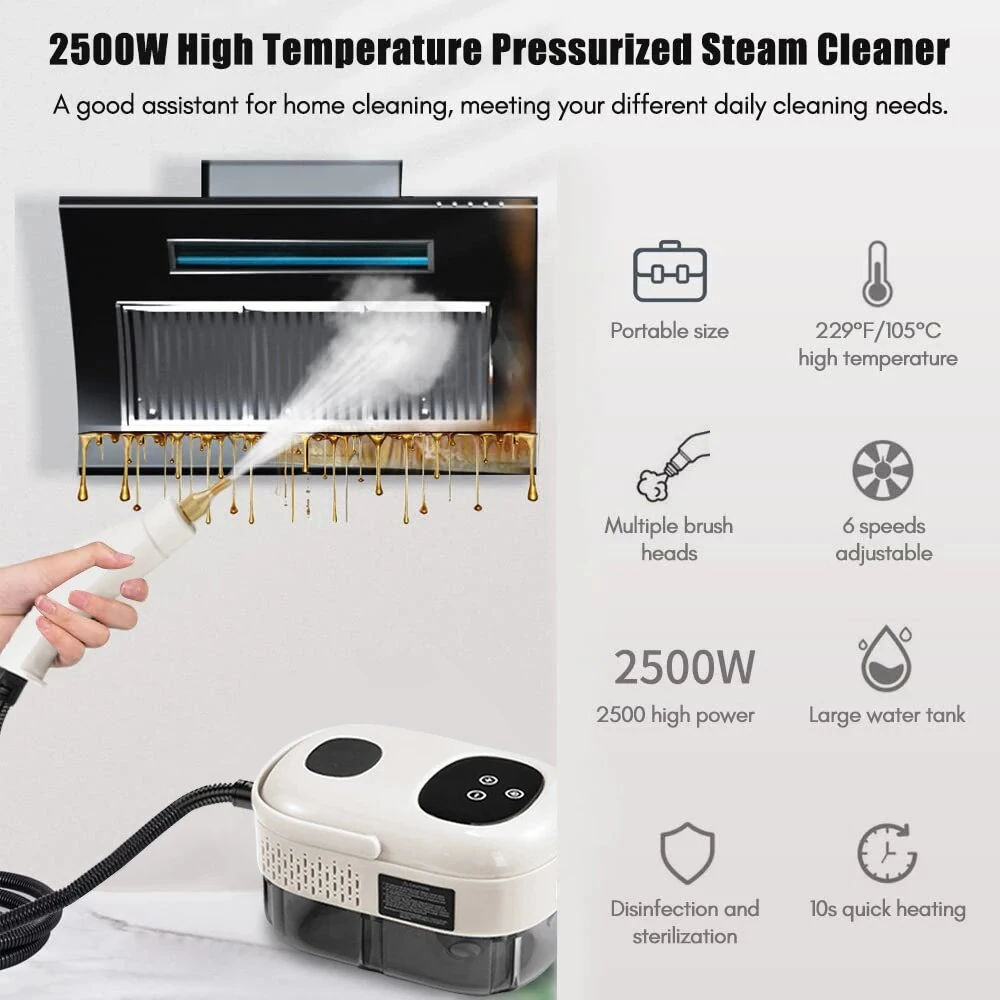 (image for) Multi-Function Digital High-Temperature Steam Cleaner Touch Screen Portable Multi-Purpose Deep Cleaning Steam Cleaner for Home Kitchen Car